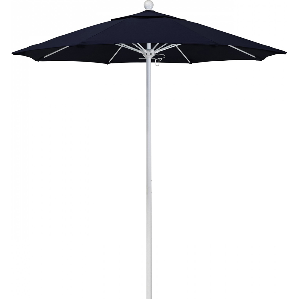 California Umbrella Patio Umbrella: 90" Dia, 7.5' High, Solution Dyed Polyester, Black, Aluminum & Fiberglass Frame - 194061357965