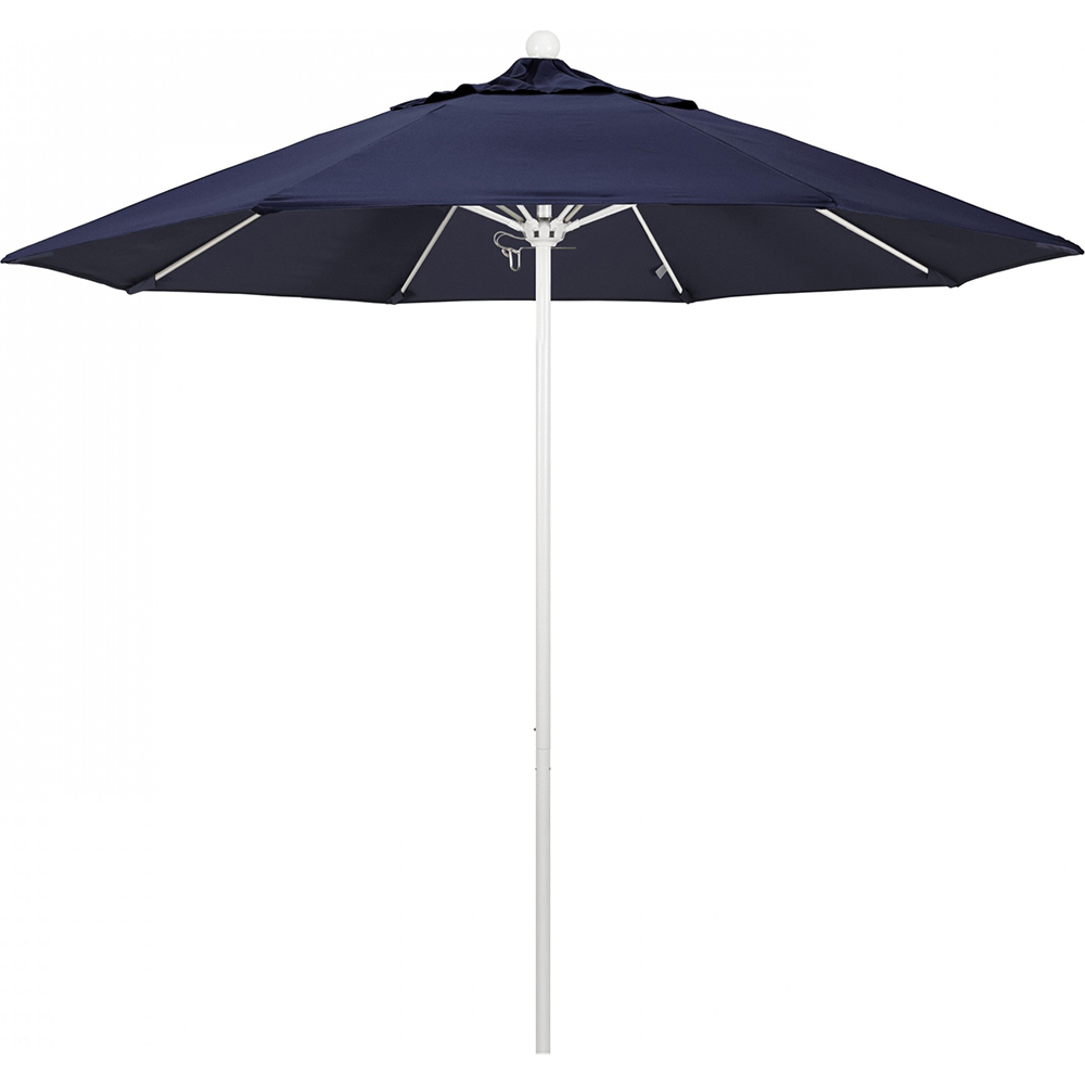 California Umbrella Patio Umbrella: 108" Dia, 9' High, Solution Dyed Polyester, Red, Aluminum & Fiberglass Frame - 194061358252