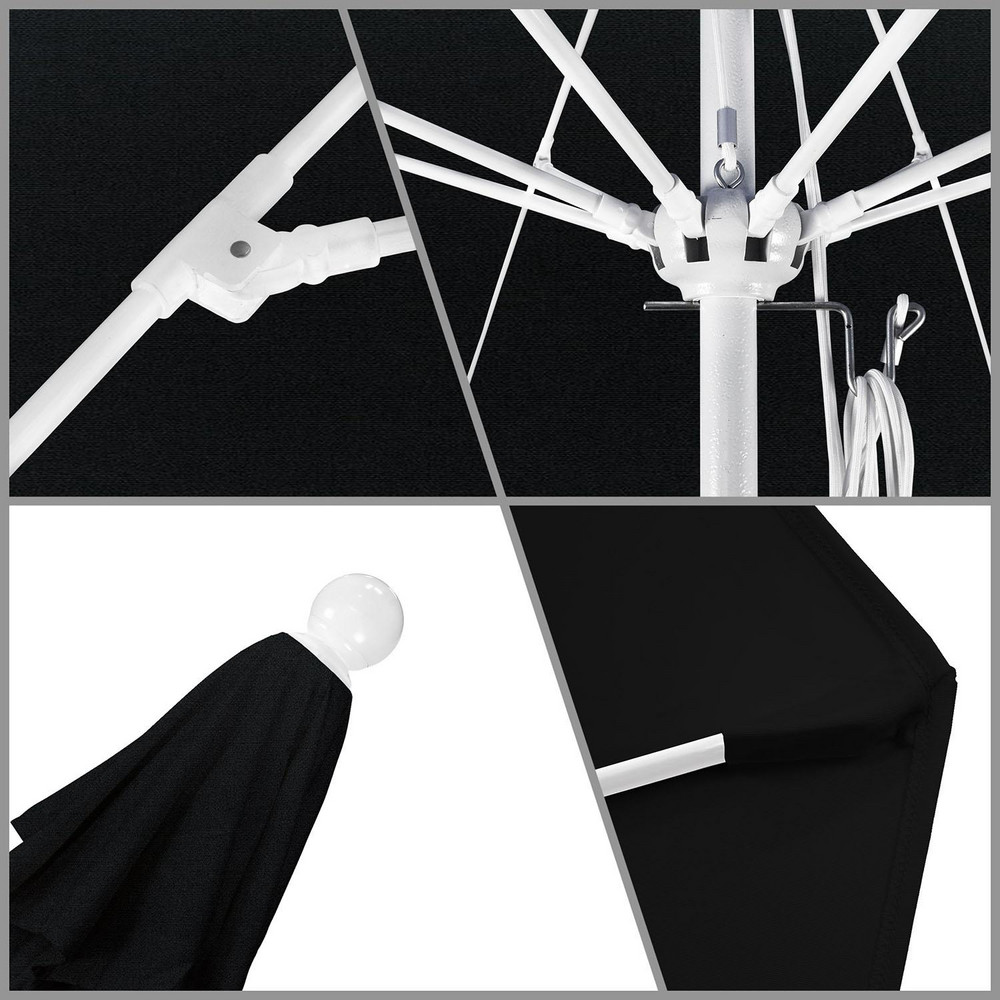 California Umbrella Patio Umbrella: 108" Dia, 8.583' High, Pacifica, Black, Aluminum Frame - 194061627044