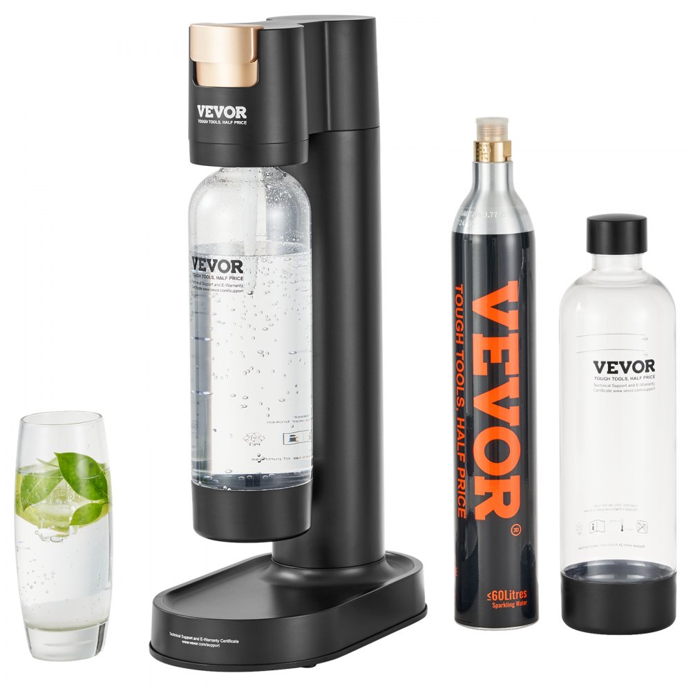 VEVOR Sparkling Water Maker, Soda Maker Machine for Home Carbonating, Seltzer Water Starter Kit with 2 BPA-free 1L PET Bottles, CO2 Cylinder, Compatible with Mainstream Screw-in 60L CO2 Cylinder - SDSJHCO2QP1LNXGQCV0