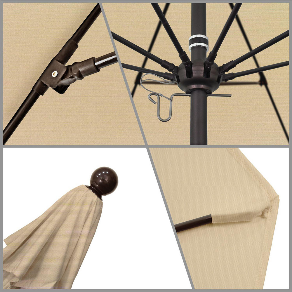 California Umbrella Patio Umbrella: 108" Dia, 8.583' High, Pacifica, Beige, Aluminum Frame - 194061626894