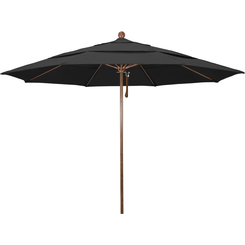 California Umbrella Patio Umbrella: 132" Dia, 8.917' High, Pacifica, Black, Aluminum Frame - 194061619230