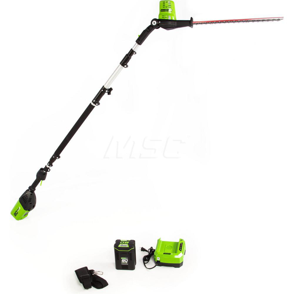 Greenworks Hedge Trimmer: Battery Power, Double-Sided Blade, 1.2" Cutting Width, 1.2" Cutting Depth, 80V, 20" Blade Length - 2305102