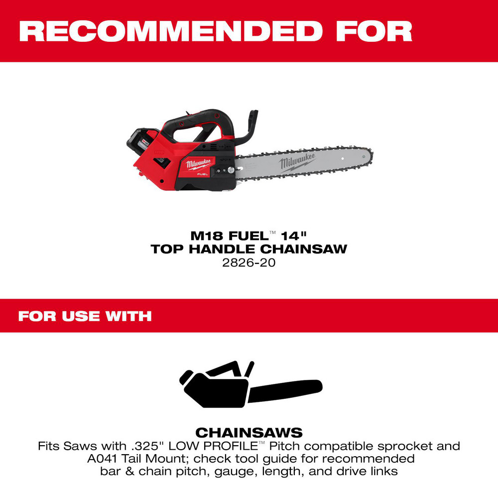 Milwaukee Tool Outdoor Power Equipment Accessories: Accessory Type: Chain and Bar; For Use With: M18 FUEL™ 14" Top Handle Chainsaw (2826-20) - 49-16-2820