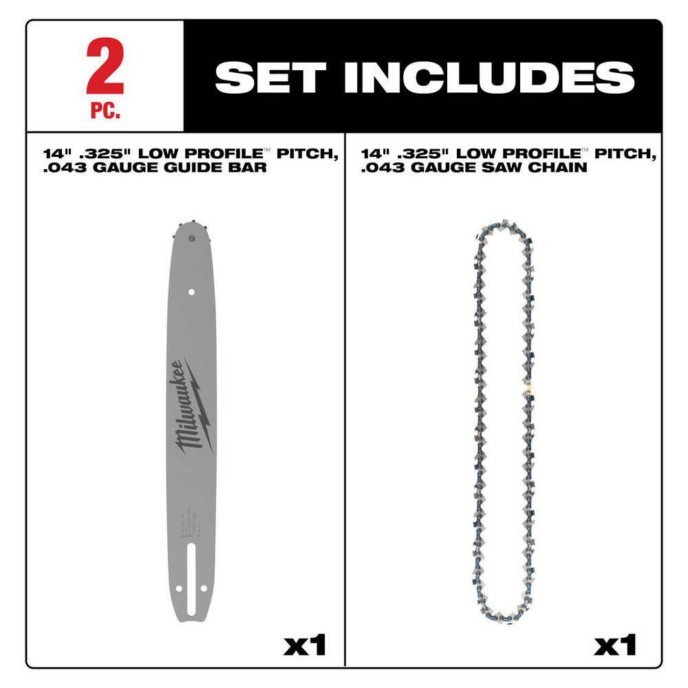 Milwaukee Tool Outdoor Power Equipment Accessories: Accessory Type: Chain and Bar; For Use With: M18 FUEL™ 14" Top Handle Chainsaw (2826-20) - 49-16-2820