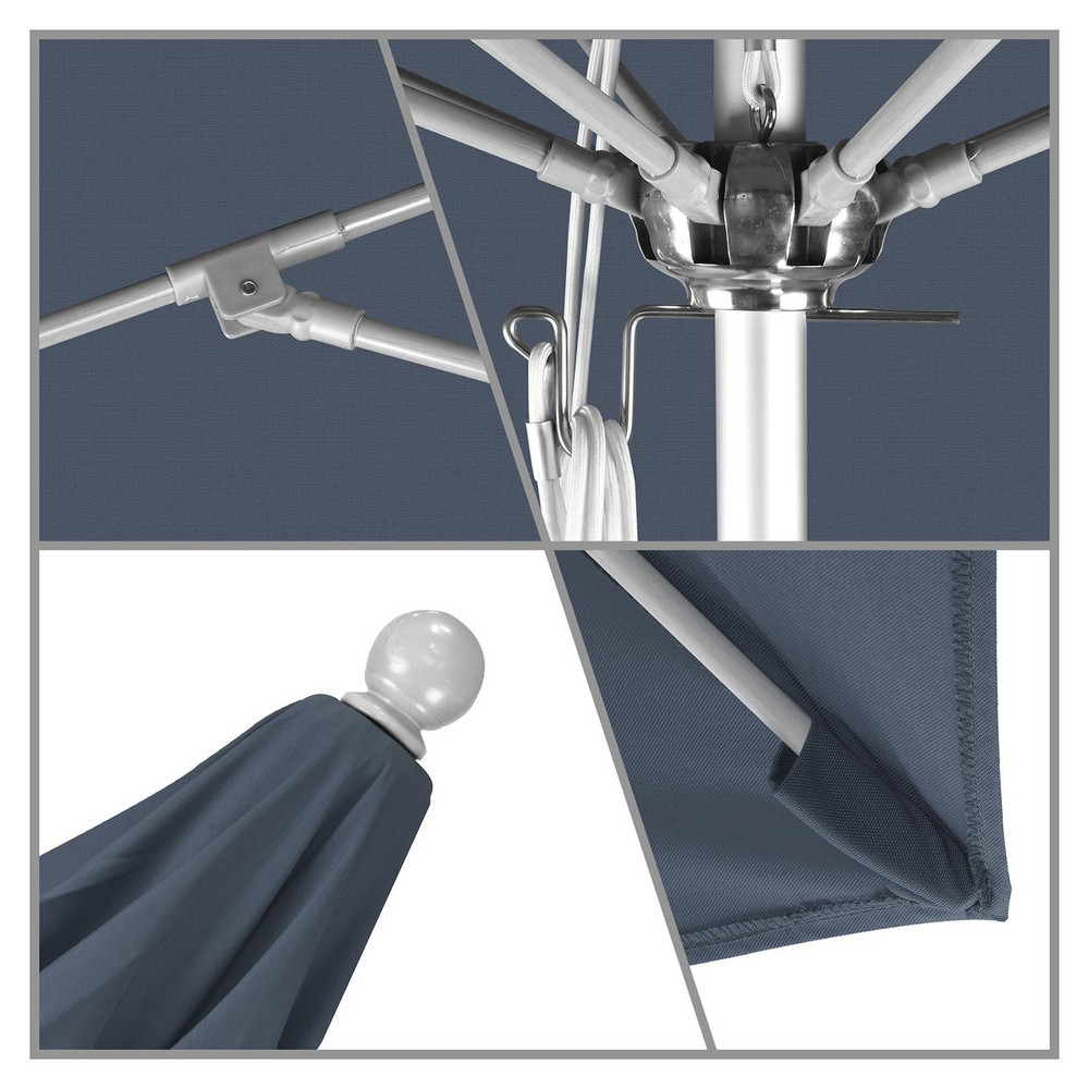 California Umbrella Patio Umbrella: 90" Dia, 8' High, Pacifica, Sapphire Blue, Aluminum Frame - 194061620328