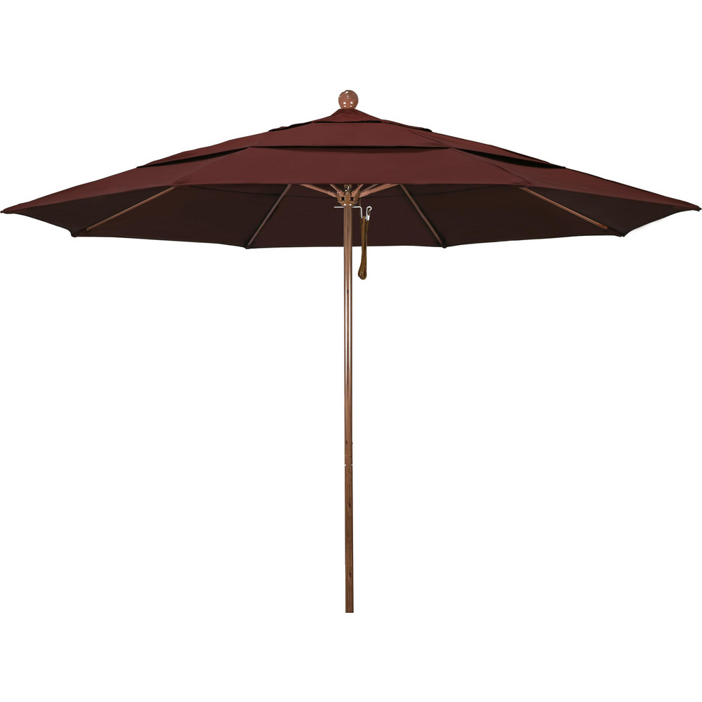 California Umbrella Patio Umbrella: 132" Dia, 8.917' High, Pacifica, Burgundy, Aluminum Frame - 194061619117