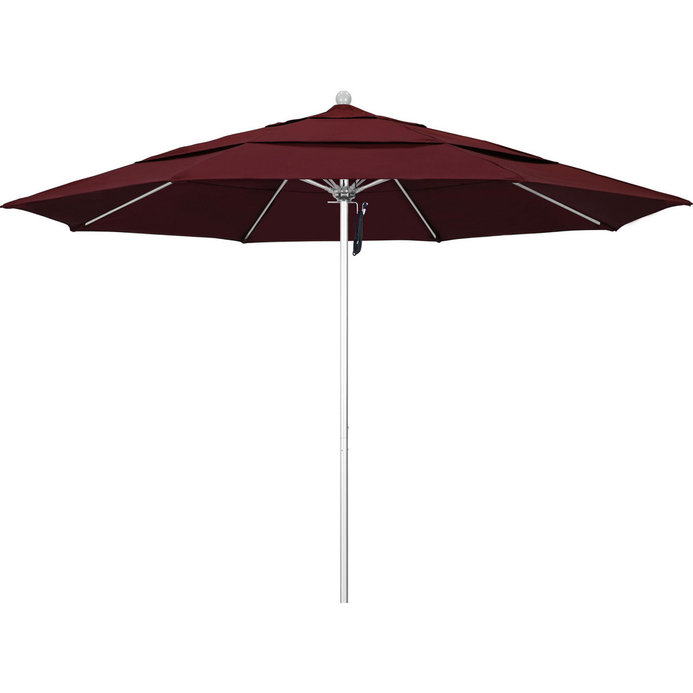 California Umbrella Patio Umbrella: 132" Dia, 8.917' High, Pacifica, Burgundy, Aluminum Frame - 194061619117