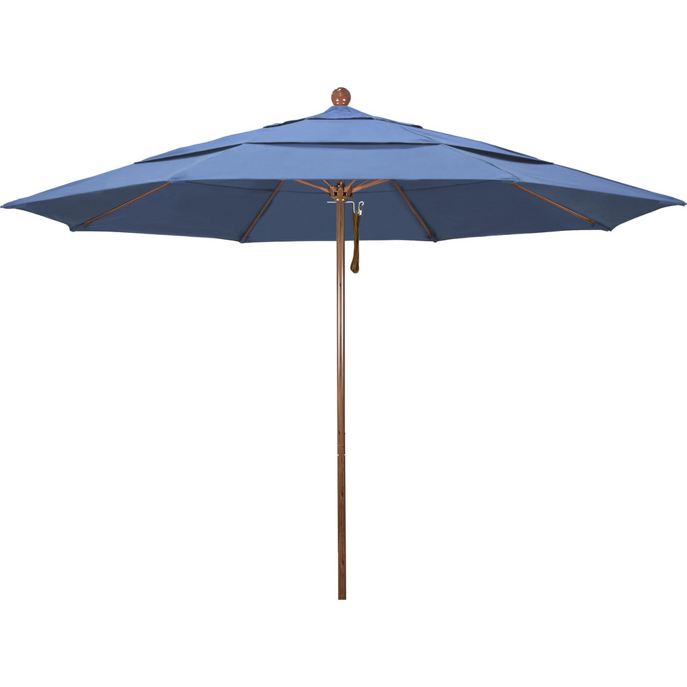 California Umbrella Patio Umbrella: 132" Dia, 8.917' High, Olefin, Frost Blue, Aluminum Frame - 194061619872