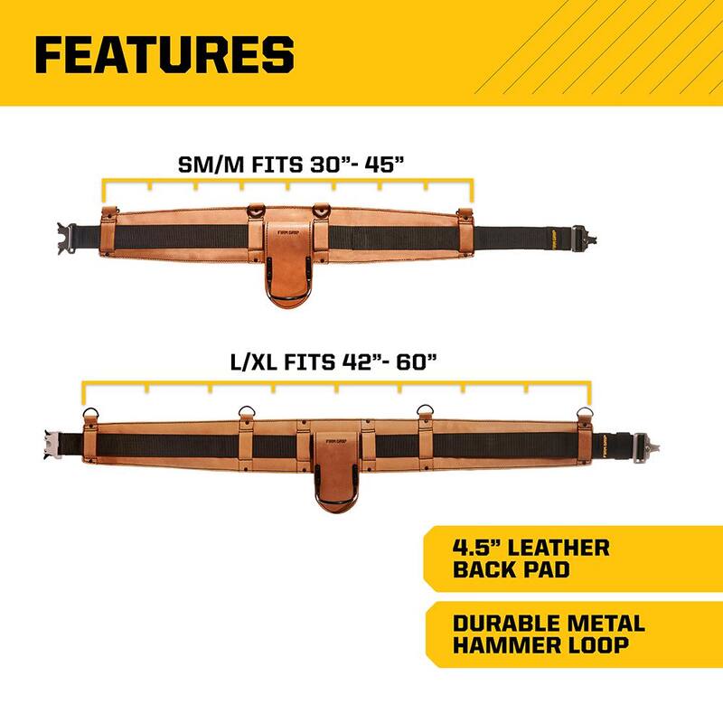 FIRM GRIP Build-A-Rig Padded Leather Tool Belt Size Small/Medium - 1FG-700-S/M