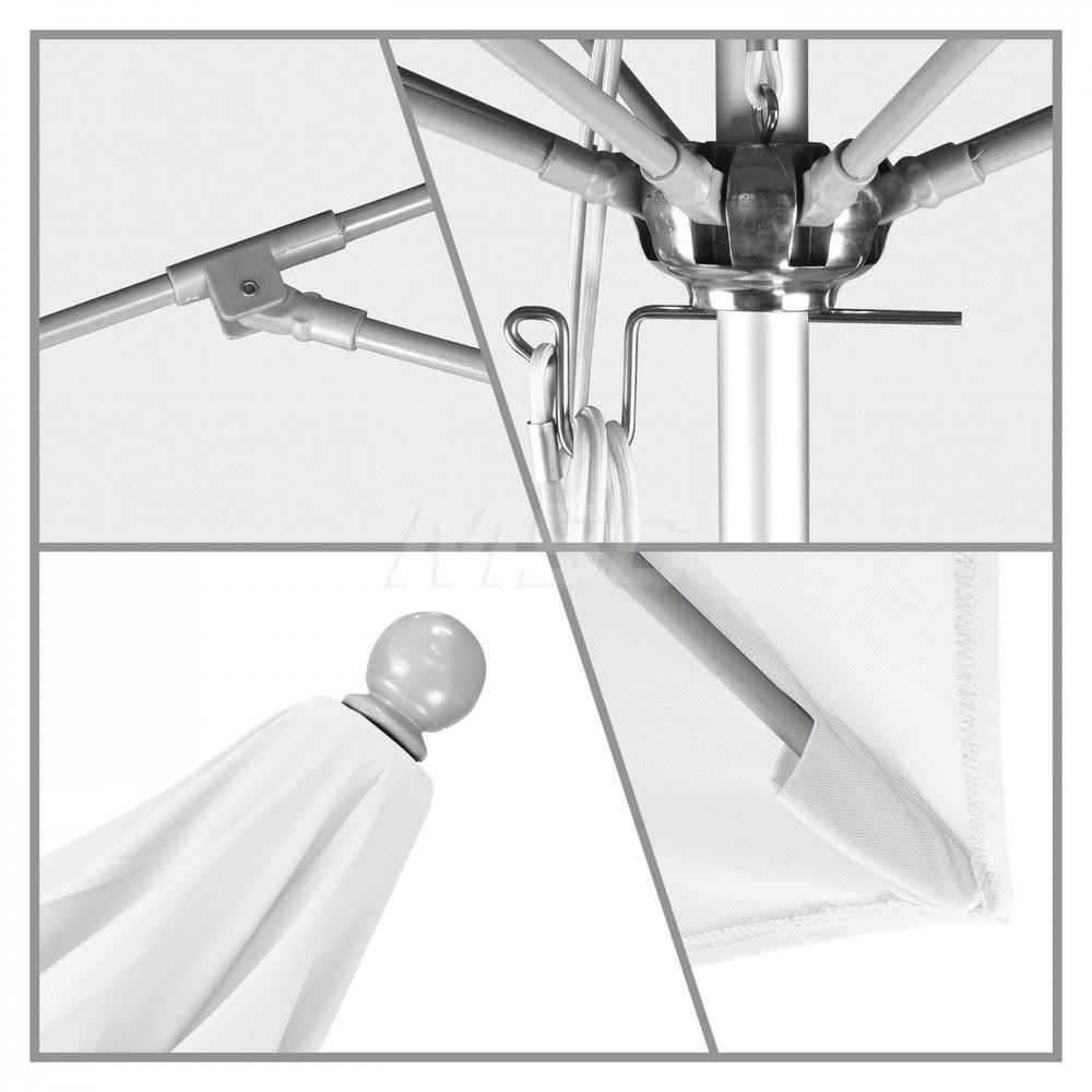 California Umbrella Patio Umbrella: 132" Dia, 11' High, Solution Dyed Polyester, White, Aluminum & Fiberglass Frame - 194061357224