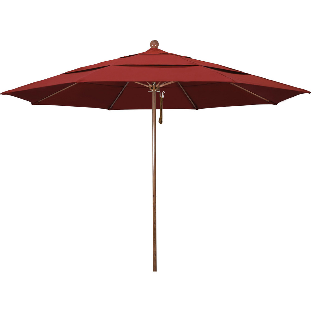 California Umbrella Patio Umbrella: 132" Dia, 8.917' High, Pacifica, Red, Aluminum Frame - 194061619612