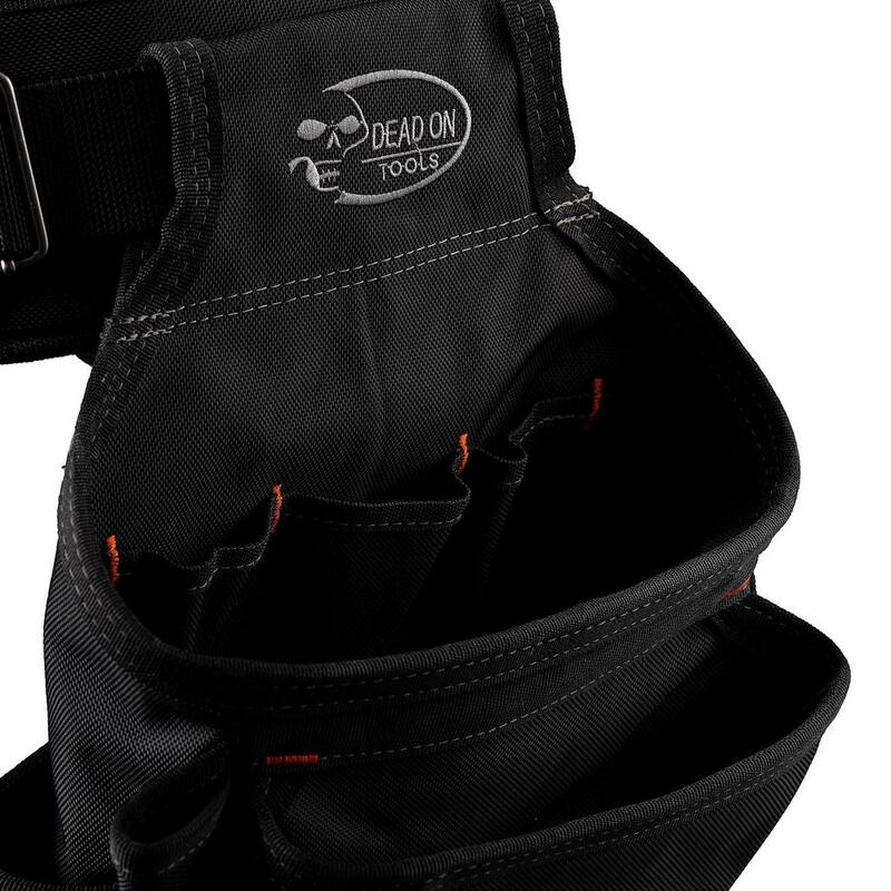 DEAD ON TOOLS Professional Carpenter's Work Tool Belt Tool Storage Suspension Rig with LoadBear Suspenders and 2 Tool Pouches in Black - HDP400945