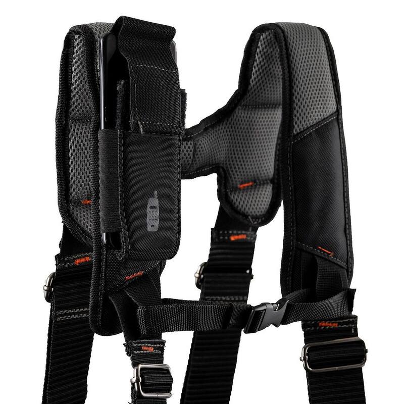 DEAD ON TOOLS Professional Carpenter's Work Tool Belt Tool Storage Suspension Rig with LoadBear Suspenders and 2 Tool Pouches in Black - HDP400945