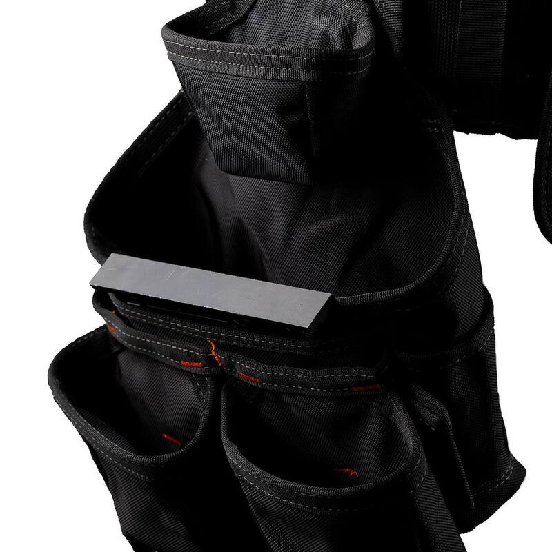 DEAD ON TOOLS Professional Carpenter's Work Tool Belt Tool Storage Suspension Rig with LoadBear Suspenders and 2 Tool Pouches in Black - HDP400945