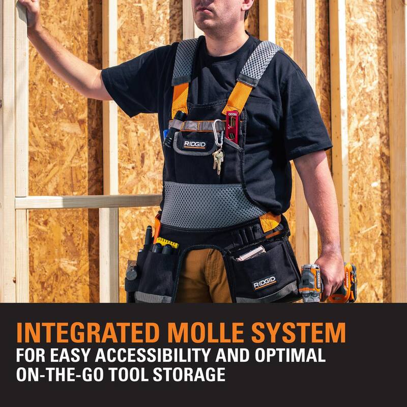 RIDGID 20 in. 13 Pocket Professional Grade Bib Work Apron - RD84300-TH