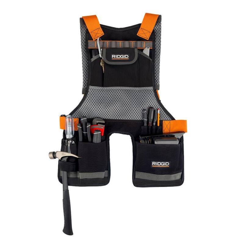 RIDGID 20 in. 13 Pocket Professional Grade Bib Work Apron - RD84300-TH