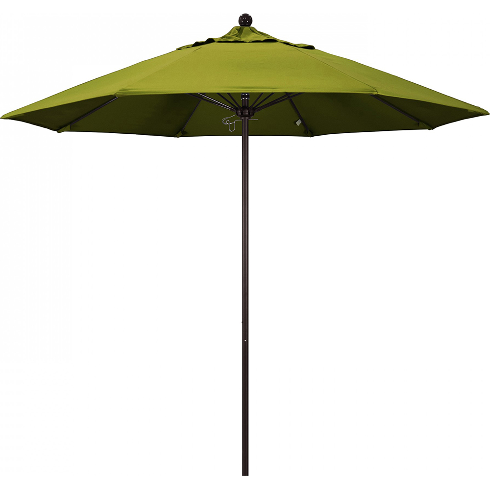California Umbrella Patio Umbrella: 108" Dia, 9' High, Solution Dyed Polyester, Lemon Yellow, Aluminum & Fiberglass Frame - 194061358160