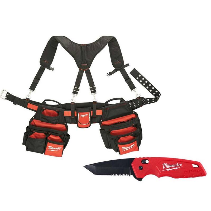 Milwaukee Contractors Work Belt with Rig with Spring Assisted Knife - 48-22-8120-48-22-1530