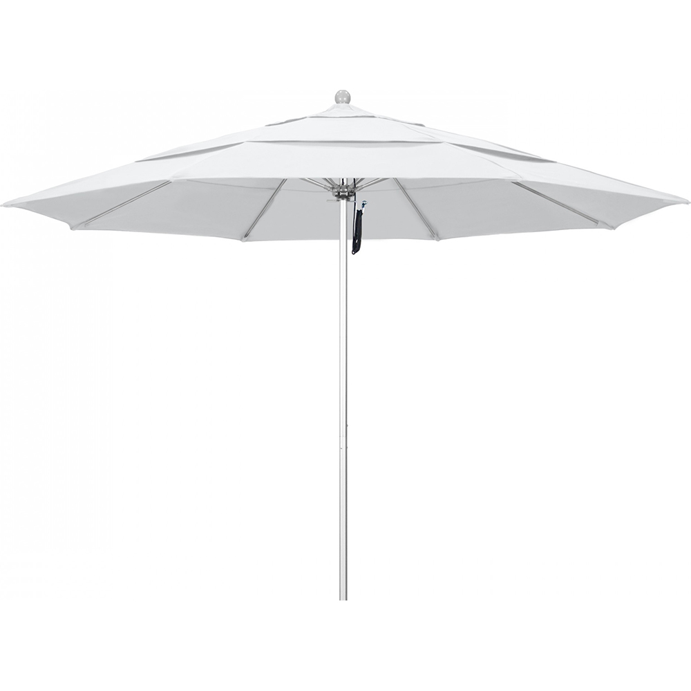 California Umbrella Patio Umbrella: 132" Dia, 11' High, Solution Dyed Polyester, Hunter Green, Aluminum & Fiberglass Frame - 194061357231
