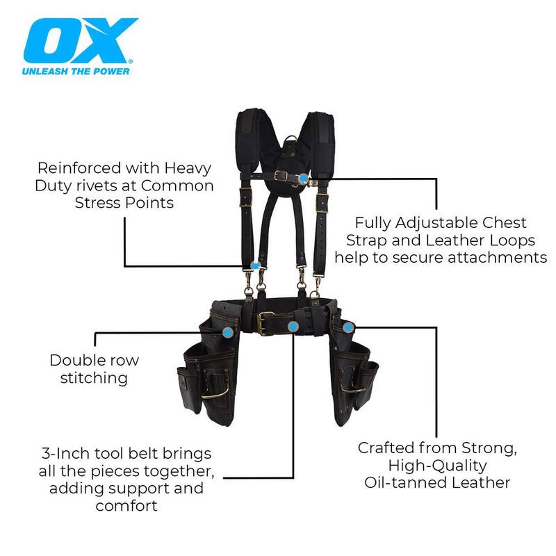 OX TOOLS Pro Oil-Tanned Leather Framing Rig with Suspenders - OX-P263609