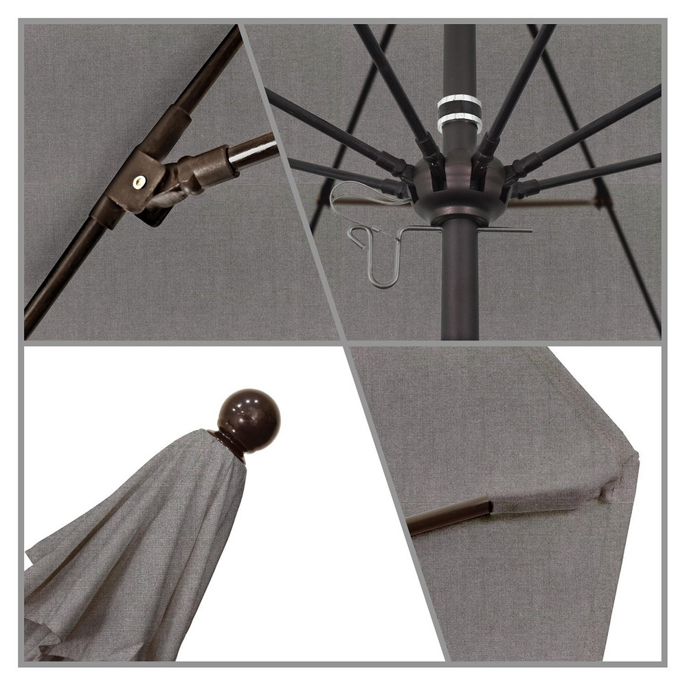 California Umbrella Patio Umbrella: 90" Dia, 8' High, Pacifica, Taupe, Aluminum Frame - 194061620557