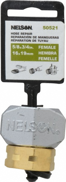 Nelson Garden Hose Fitting: Female, 5/8", Brass & Metal - 855214-1001
