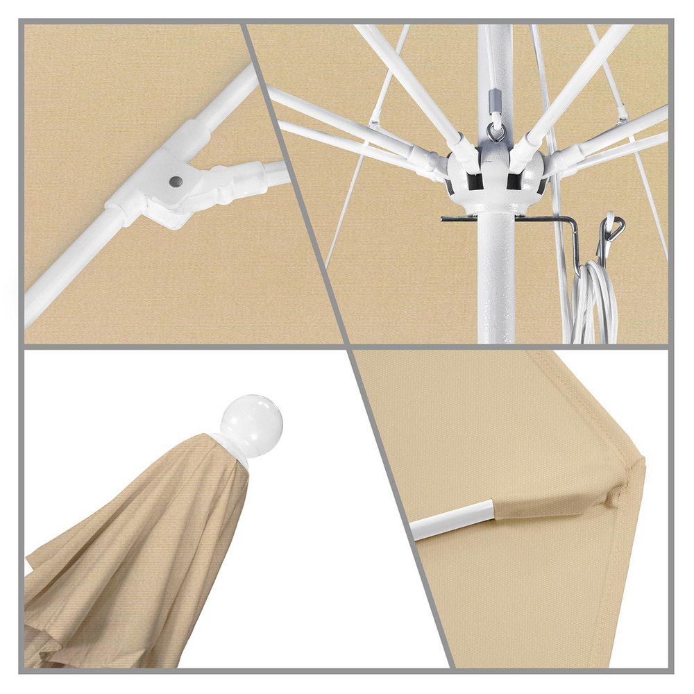 California Umbrella Patio Umbrella: 108" Dia, 8.583' High, Pacifica, Beige, Aluminum Frame - 194061627099