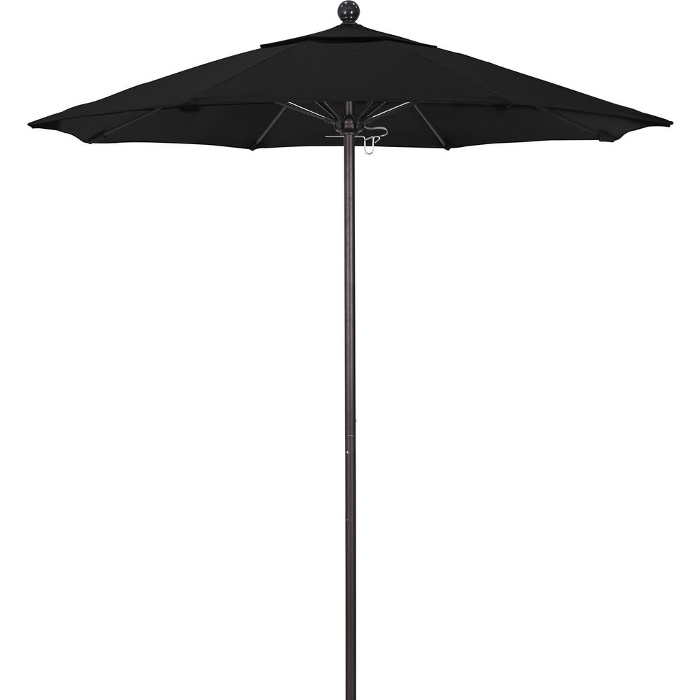California Umbrella Patio Umbrella: 90" Dia, 8' High, Pacifica, Black, Aluminum Frame - 194061620205