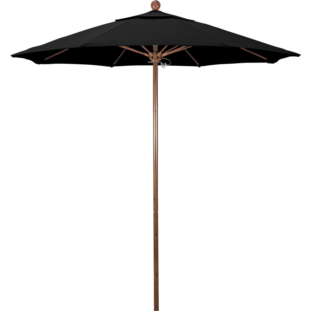 California Umbrella Patio Umbrella: 90" Dia, 8' High, Pacifica, Black, Aluminum Frame - 194061620205