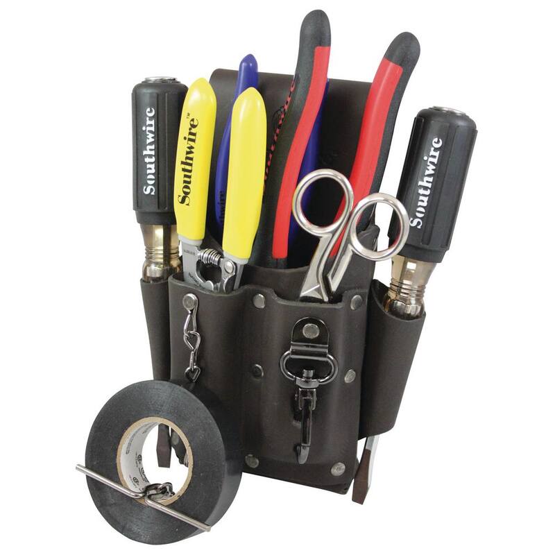 Southwire 5 Pocket Leather Tool Pouch with Electrical Tape Chain - 58283140