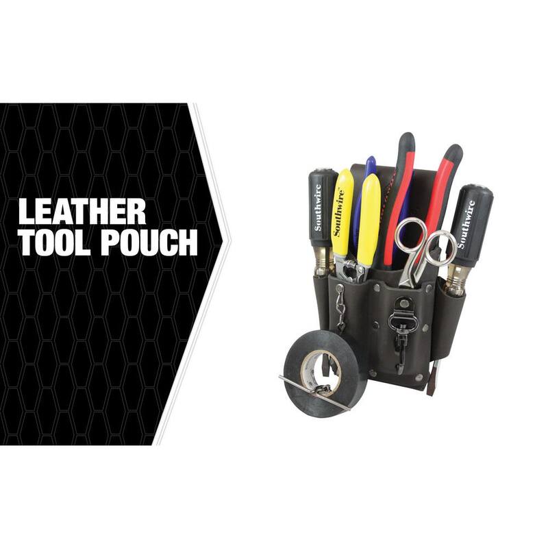 Southwire 5 Pocket Leather Tool Pouch with Electrical Tape Chain - 58283140