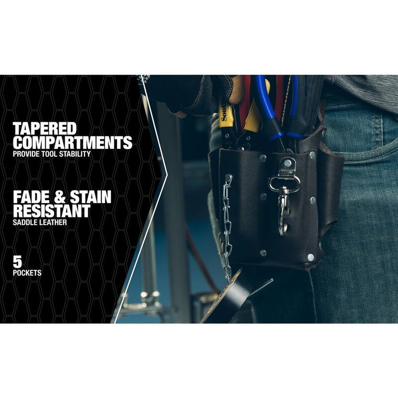 Southwire 5 Pocket Leather Tool Pouch with Electrical Tape Chain - 58283140