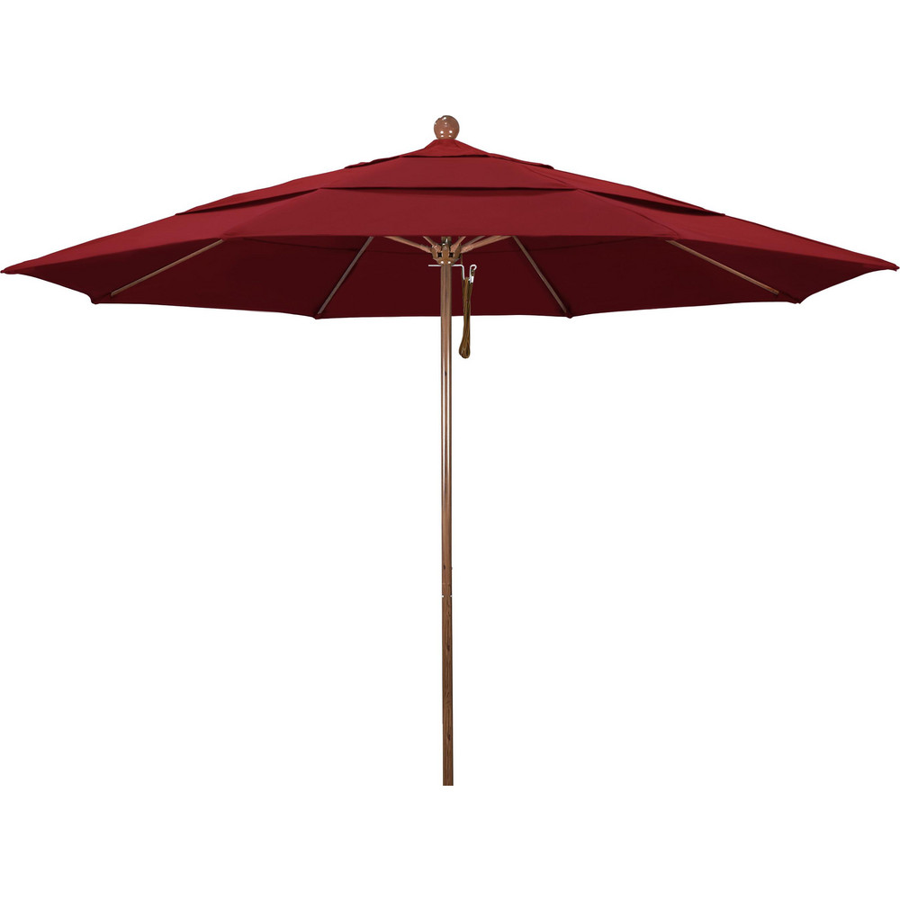 California Umbrella Patio Umbrella: 132" Dia, 8.917' High, Pacifica, Red, Aluminum Frame - 194061619988
