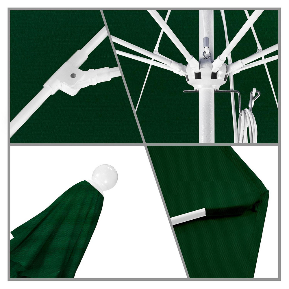 California Umbrella Patio Umbrella: 90" Dia, 8' High, Pacifica, Hunter Green, Aluminum Frame - 194061620717