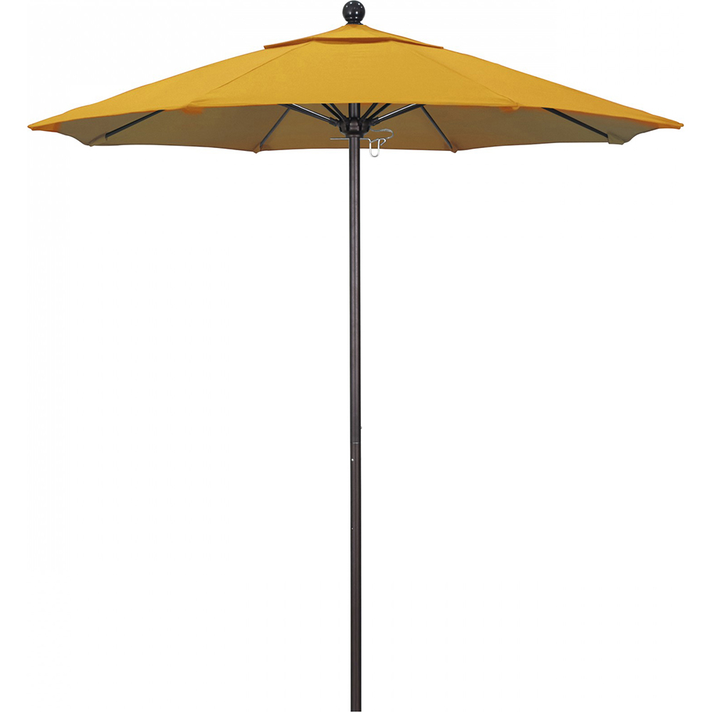 California Umbrella Patio Umbrella: 90" Dia, 7.5' High, Solution Dyed Polyester, Black, Aluminum & Fiberglass Frame - 194061357859