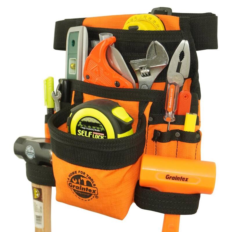 Graintex Orange Canvas 10-Pocket Tool Pouch with Belt - CS2435