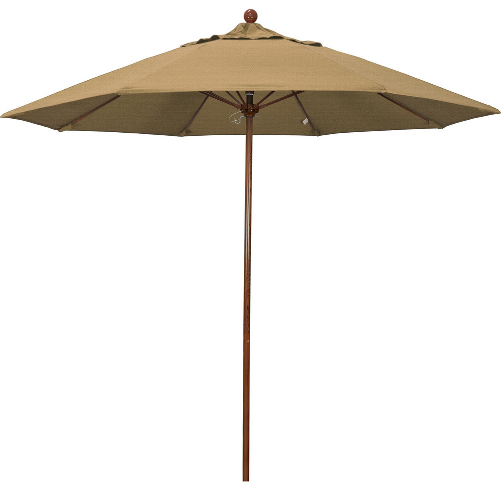 California Umbrella Patio Umbrella: 108" Dia, 8.583' High, Olefin, Straw, Aluminum Frame - 194061627358
