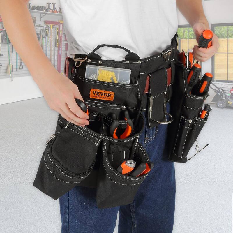 VEVOR Black Tool Belt 32 Pockets Nylon Heavy Duty Tool Pouch Bag for Electrician, Carpenter, Handyman, Woodworker - SJSGJYDHSNL0SHI5TV0
