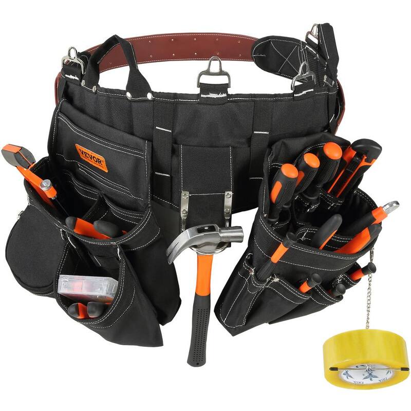 VEVOR Black Tool Belt 32 Pockets Nylon Heavy Duty Tool Pouch Bag for Electrician, Carpenter, Handyman, Woodworker - SJSGJYDHSNL0SHI5TV0