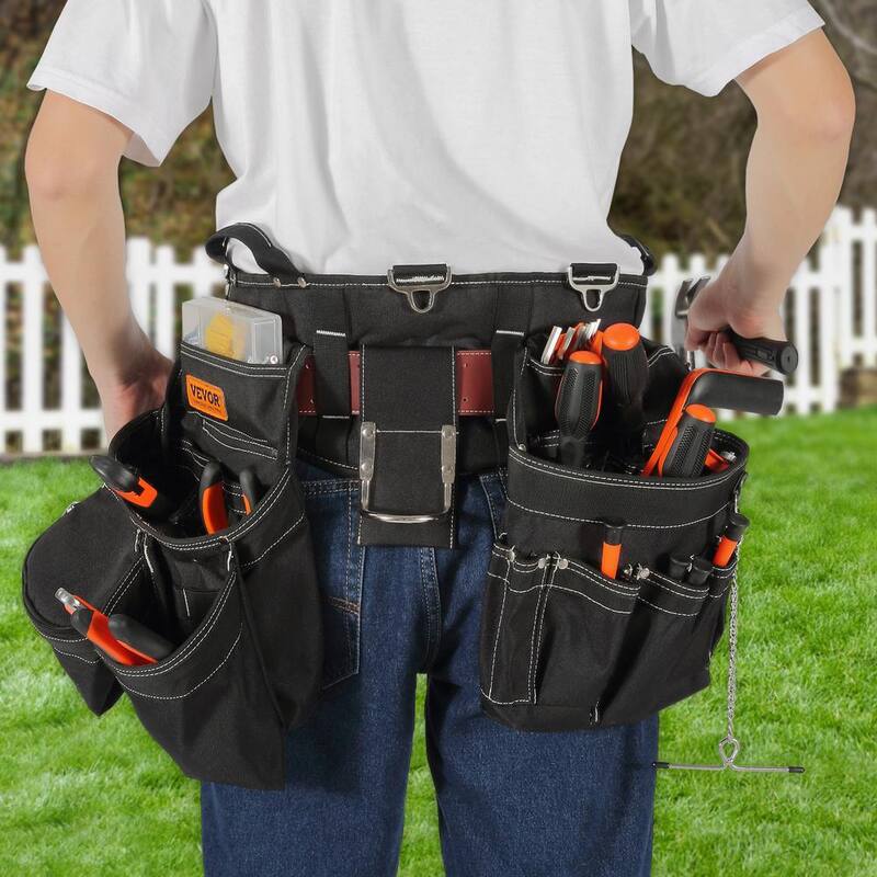 VEVOR Black Tool Belt 32 Pockets Nylon Heavy Duty Tool Pouch Bag for Electrician, Carpenter, Handyman, Woodworker - SJSGJYDHSNL0SHI5TV0