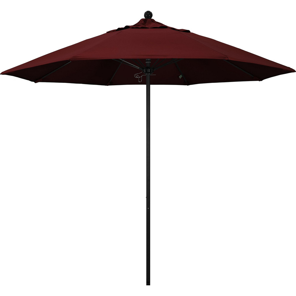 California Umbrella Patio Umbrella: 90" Dia, 8' High, Pacifica, Burgundy, Aluminum Frame - 194061620281