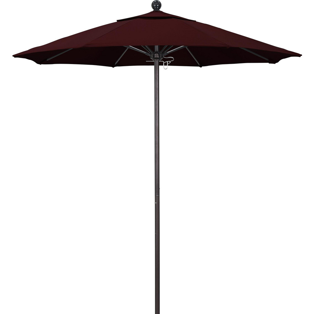 California Umbrella Patio Umbrella: 90" Dia, 8' High, Pacifica, Burgundy, Aluminum Frame - 194061620281