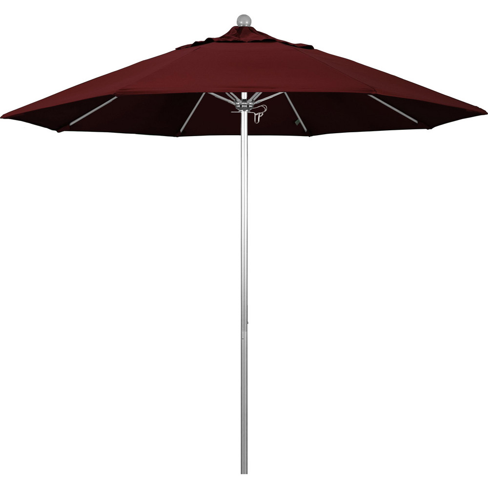 California Umbrella Patio Umbrella: 90" Dia, 8' High, Pacifica, Burgundy, Aluminum Frame - 194061620281