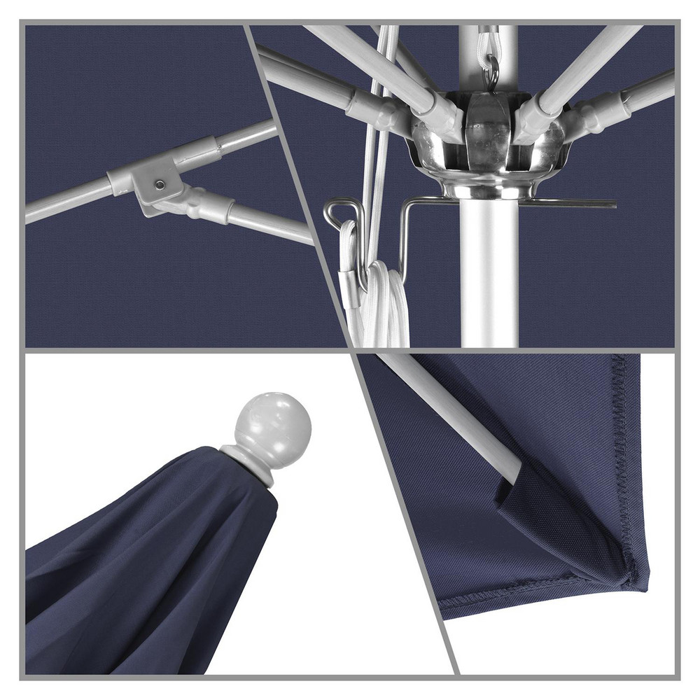 California Umbrella Patio Umbrella: 90" Dia, 8' High, Pacifica, Navy Blue, Aluminum Frame - 194061620298