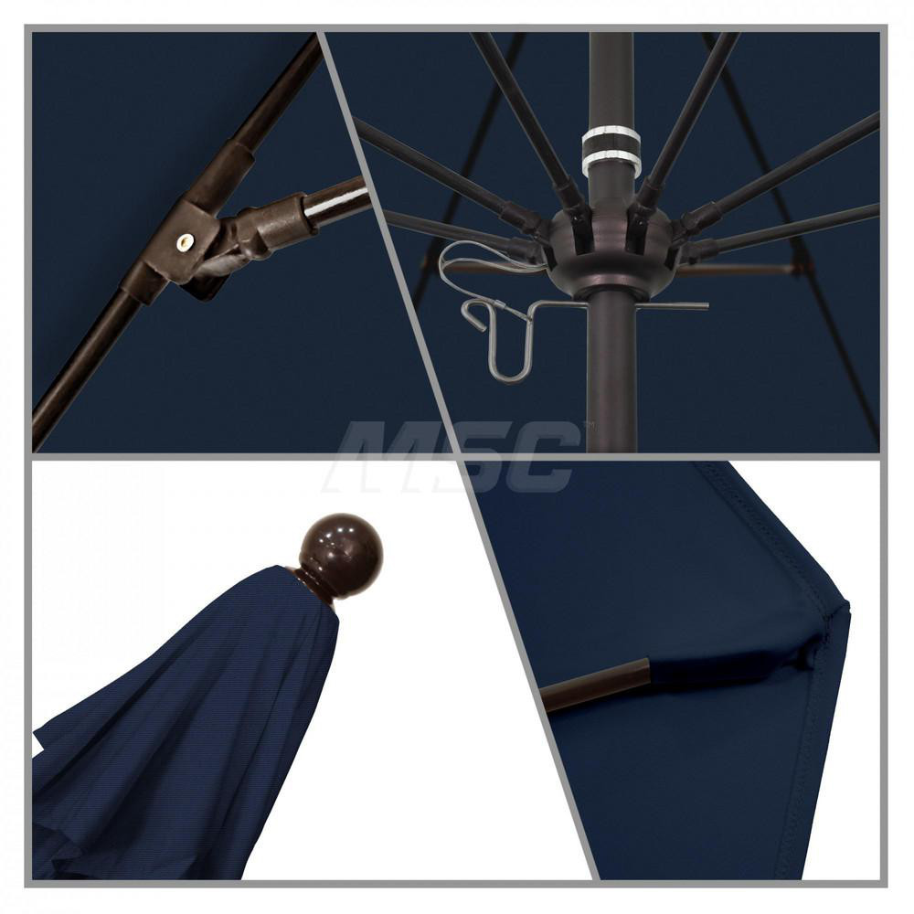 California Umbrella Patio Umbrella: 132" Dia, 11' High, Solution Dyed Polyester, Navy Blue, Aluminum & Fiberglass Frame - 194061357354