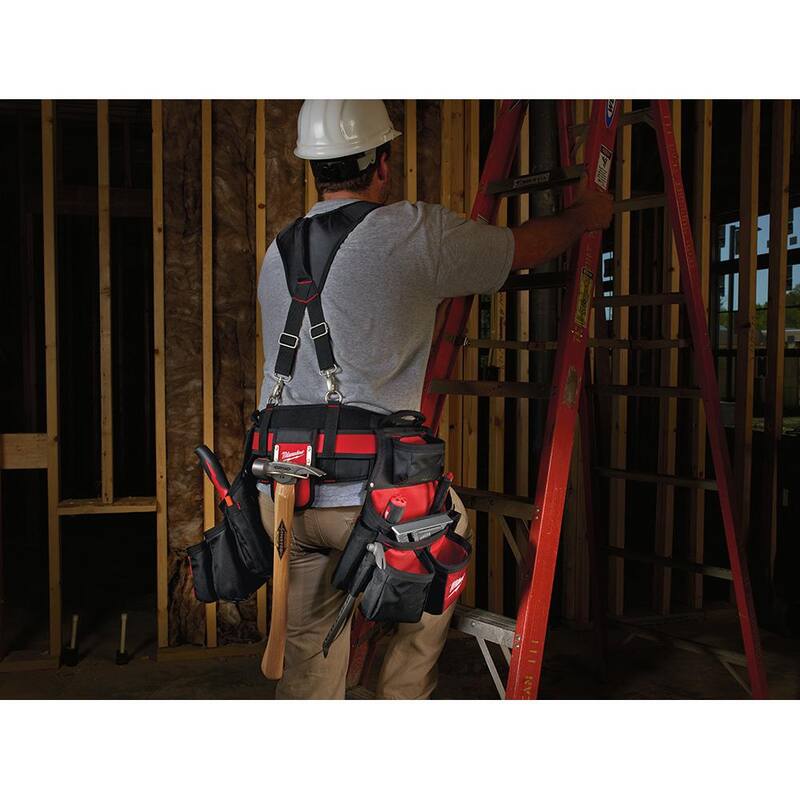 Milwaukee General Contractor Work Belt with Suspension Rig with 11 in. Compact Electricians Pouch - 48-22-8120-48-22-8111