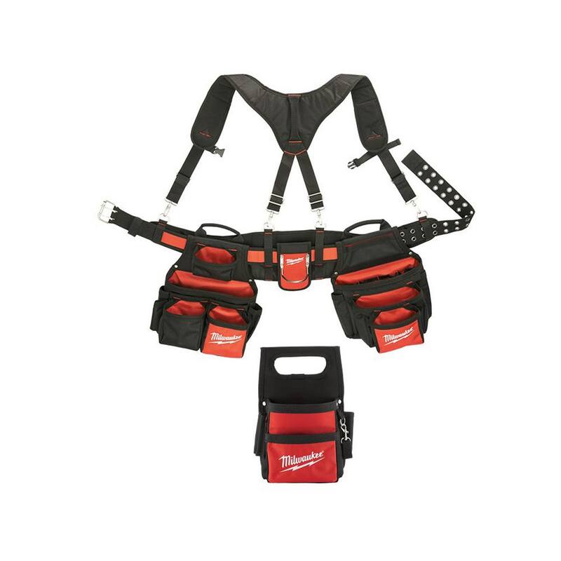 Milwaukee General Contractor Work Belt with Suspension Rig with 11 in. Compact Electricians Pouch - 48-22-8120-48-22-8111