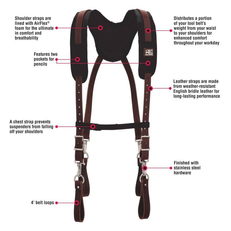 Weaver Tool Gear Comfort Plus Suspenders Leather Brown Tool Belt Suspernders - 85603-01