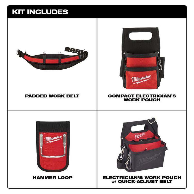 Milwaukee Adjustable Electricians Work Waist Tool Belt with 6-Piece Screwdriver Set - 48-22-8110-48-22-2706